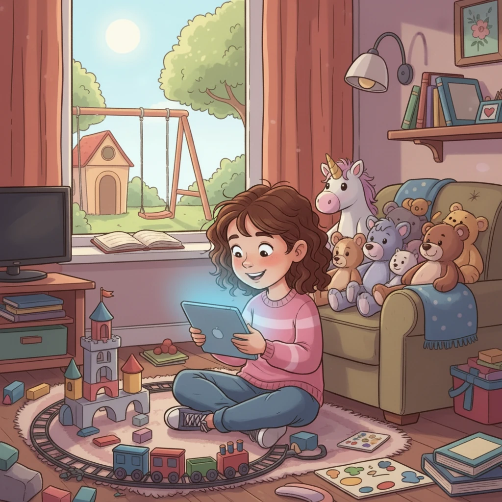 Um dia, Lilica acordou com um problema. Ela sentia que não queria fazer as tarefas da escola e nem tomar banho. Só queria brincar com os jogos em seu tablet.