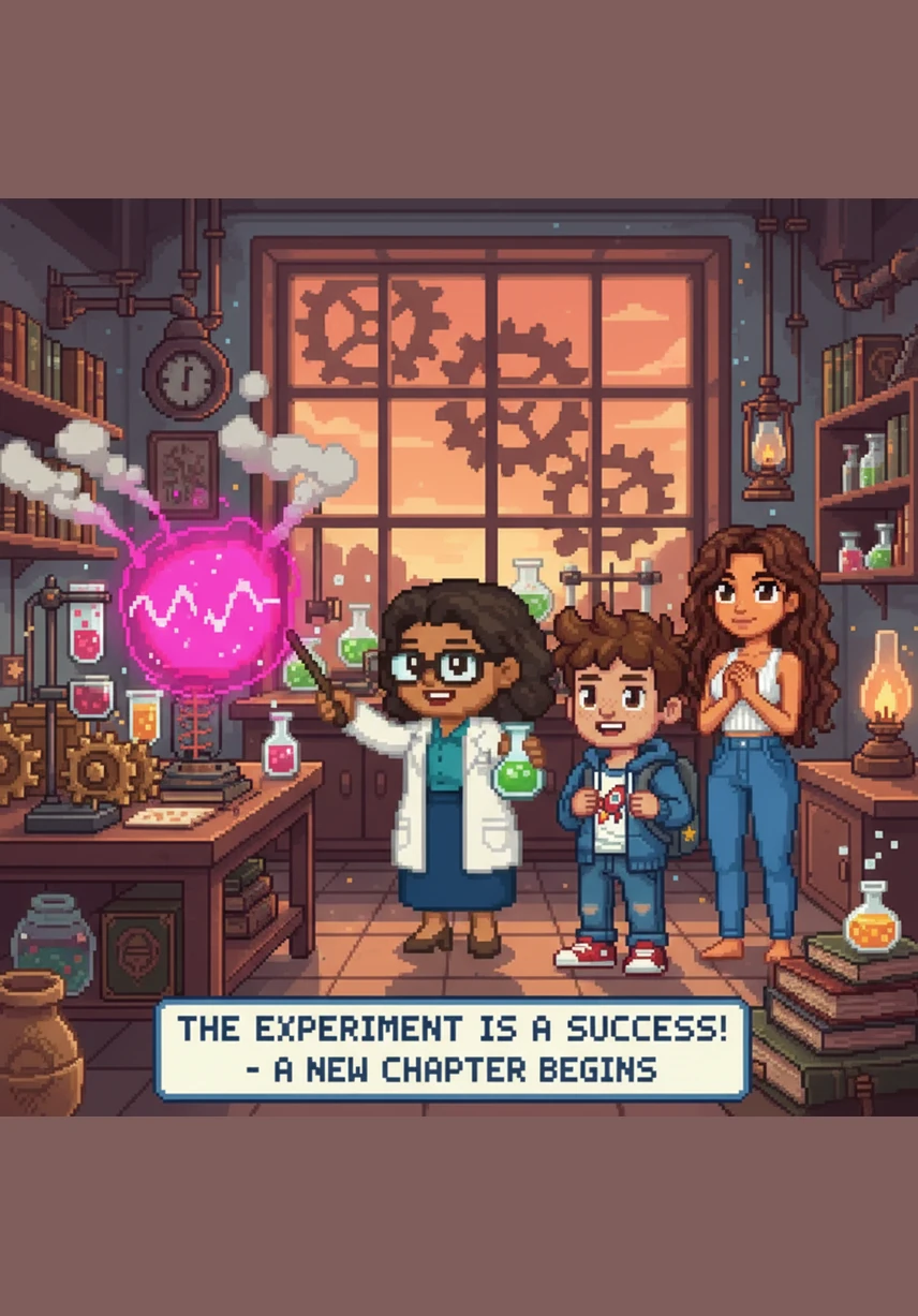 The air fills with Ernest Rutherford’s model, showing a tiny, dense nucleus surrounded by vast amounts of empty space. The children are amazed to realize that even the most solid objects in their world are actually made of mostly nothingness.