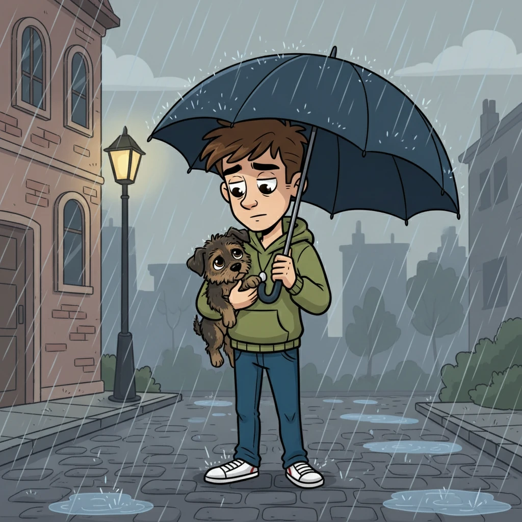 Um dia chuvoso, Hilário se deparou com um cachorrinho abandonado na rua. Com relutância, mas impulsionado por algo novo, ele o levou para casa. O olhar triste do filhote tocou um ponto fraco em seu coração, que ele não sabia que existia.