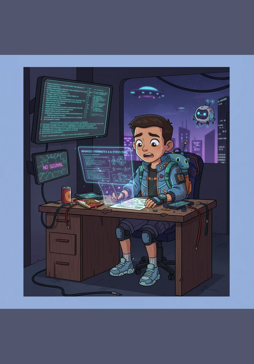 يجلس محمد خلف طاولته الخشبية، ينظر إلى ورقة الأسئلة التي تبدو صعبة ومعقدة. يتصبب عرقاً ويحاول أن يتذكر أي معلومة شرحها المعلم في الفصل، لكن عقله يبدو فارغاً تماماً ومزدحماً فقط بصور الألعاب التي كان يلعبها.