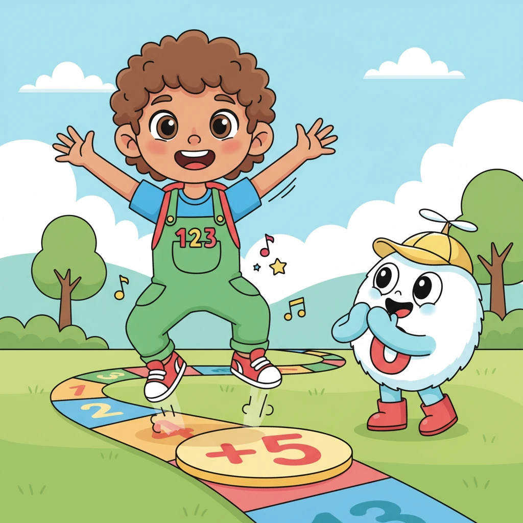 With a burst of energy, Xavier decided to try the first option. He happily skipped five cheerful steps to the right, landing perfectly on the +5 mark. He beamed with pride, feeling like a true number explorer.