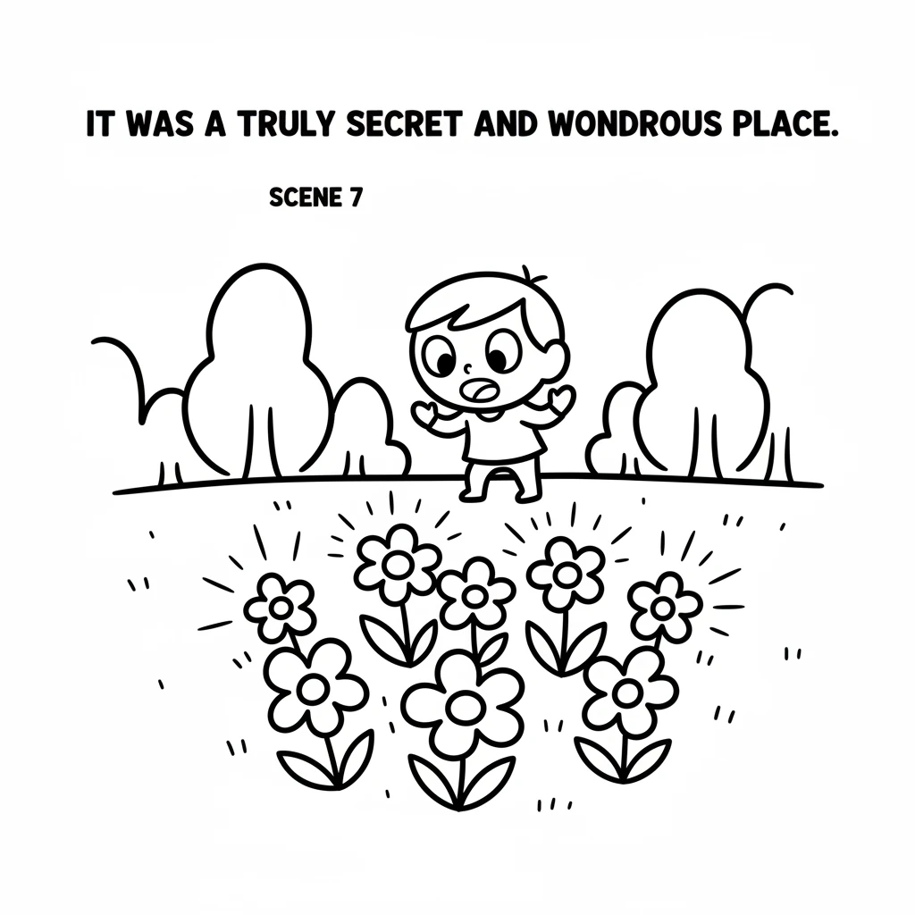 At the top, Pip saw a hidden grove, bathed in a soft, gentle light. Flowers glowed with a magical shimmer, and the air felt warm and welcoming. It was