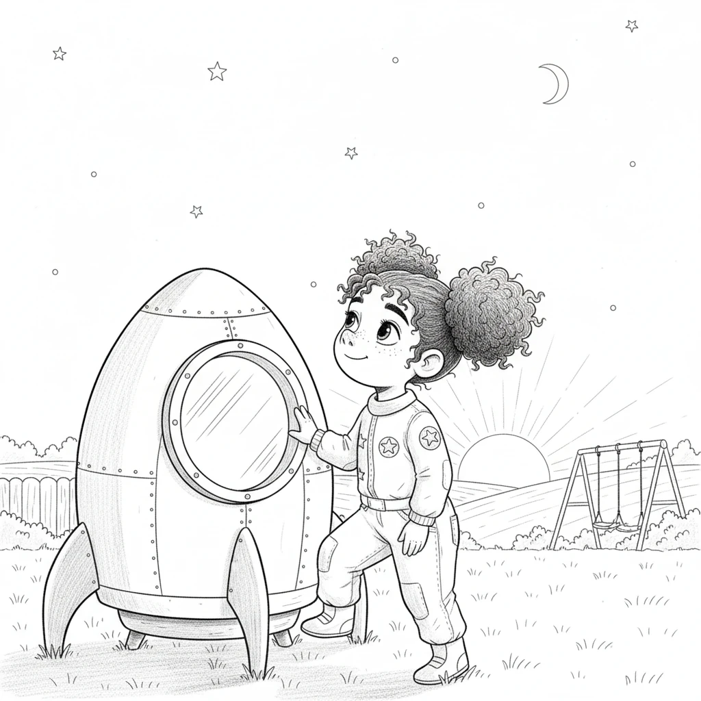 Pippa's rocket landed softly in her backyard, just as the first rays of dawn touched the horizon. She stepped out, looking up at the fading stars, a happy smile on her face, already dreaming of her next stellar journey.