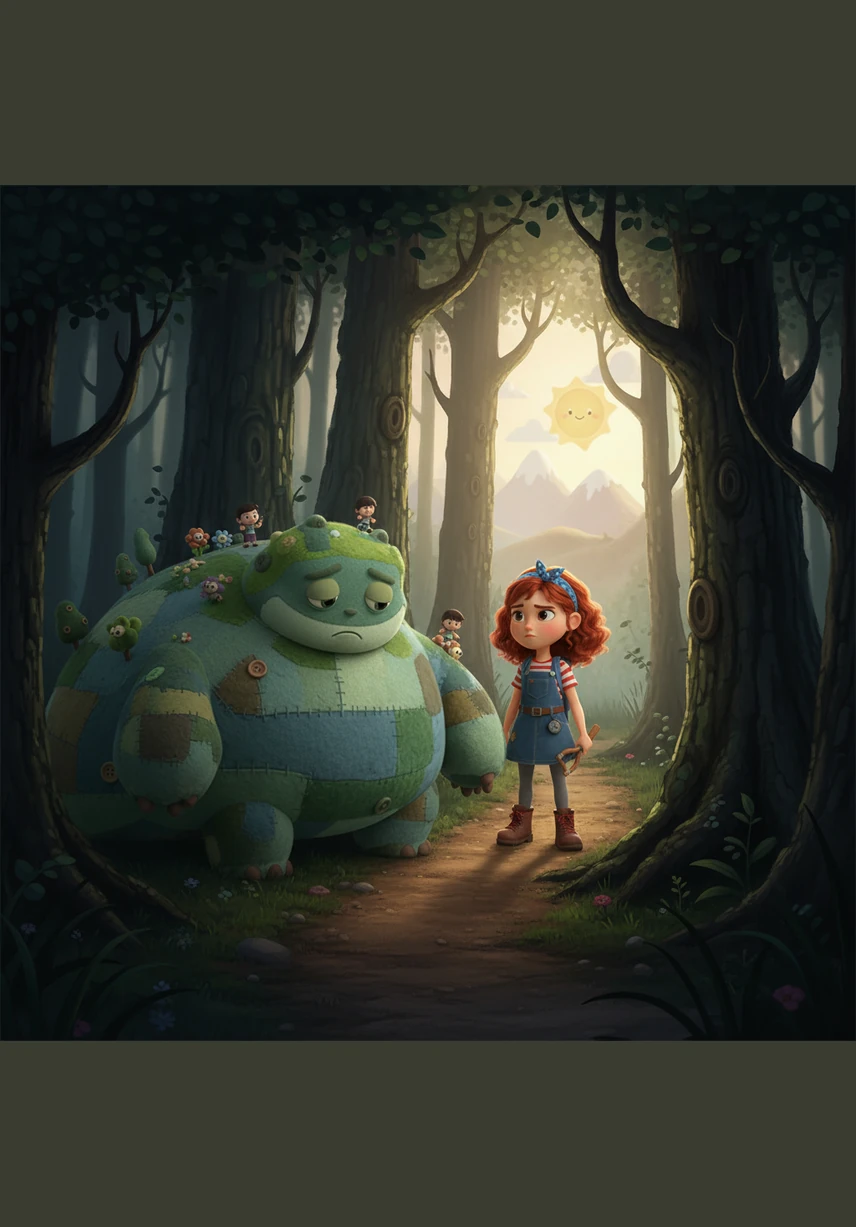 They finally reached the edge of the woods where the warm lights of Lily's cottage twinkled in the distance. The monster stopped at the tree line, knowing he belonged to the deep shadows but feeling happy to have finally found a true friend.