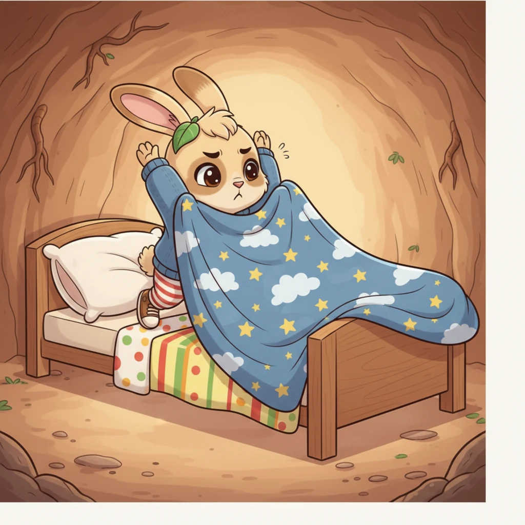 The next day, Pip tried to make her bed. It was harder than it looked! The blanket kept slipping, and the pillow felt lumpy. She sighed, but remembered Mama's kind words about trying her best.