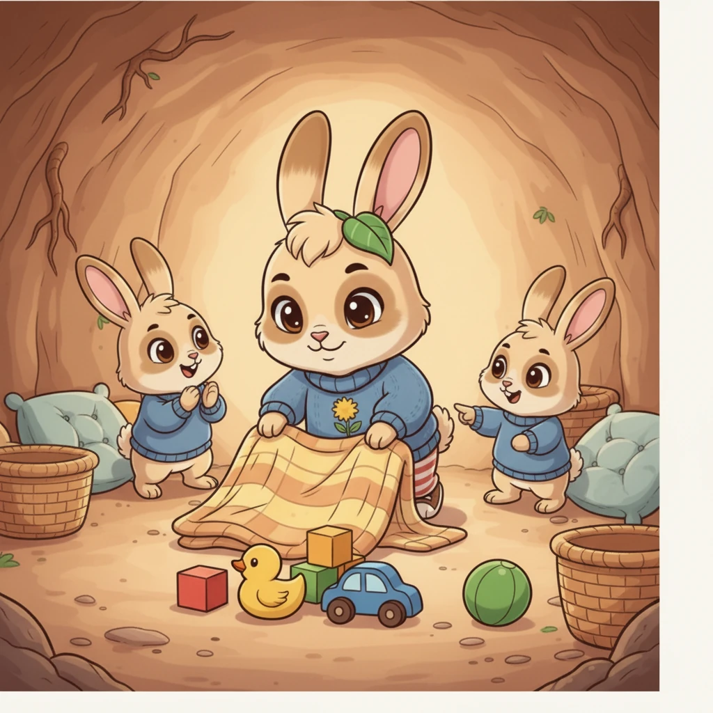 Her siblings noticed Pip's efforts and cheered her on. They even showed her a clever trick for folding blankets. Pip felt a warm glow of pride as she worked alongside them.