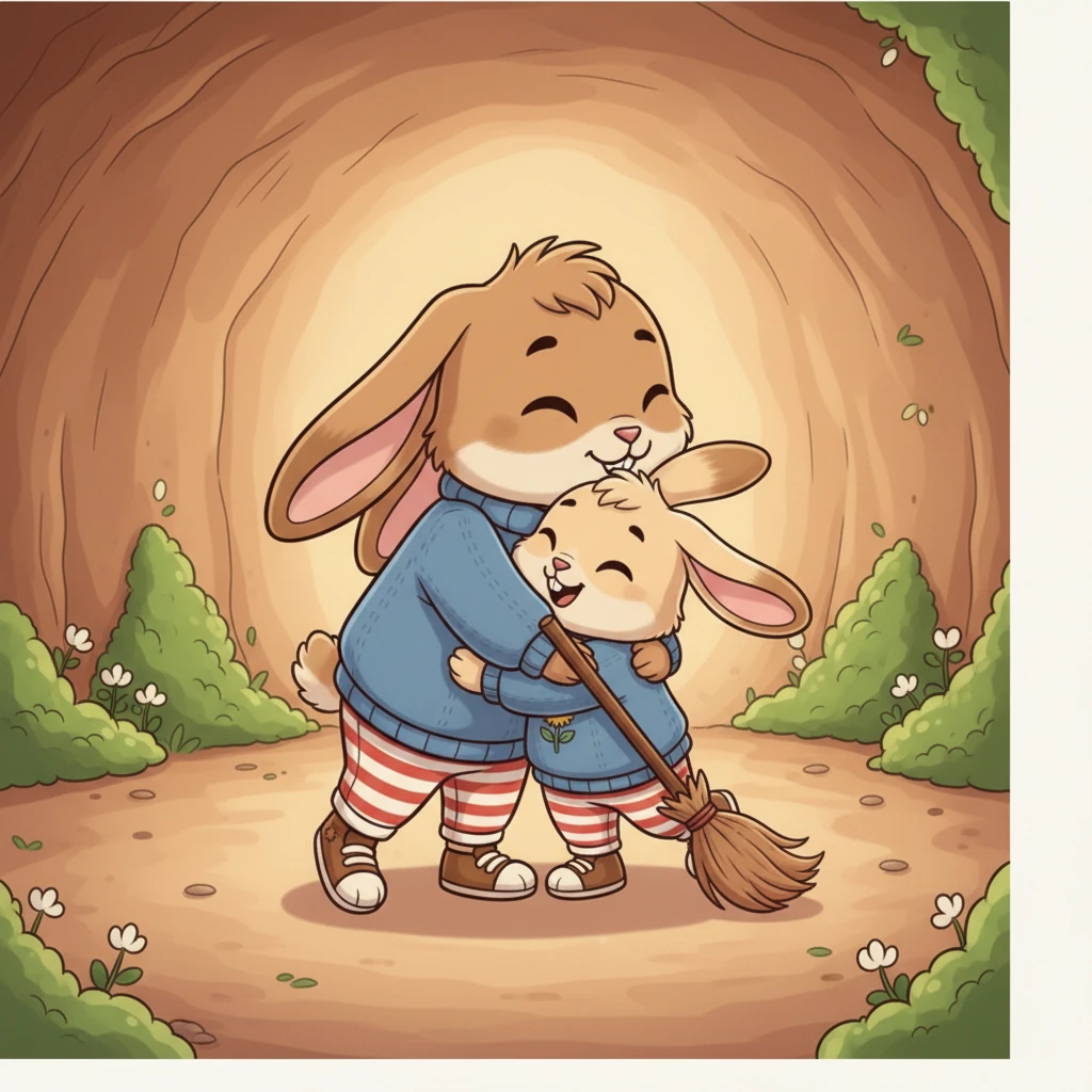 One evening, Mama Bunny smiled at Pip. "You've grown so much, my little bunny," she said, giving her a hug. "You're becoming a very responsible and independent rabbit."