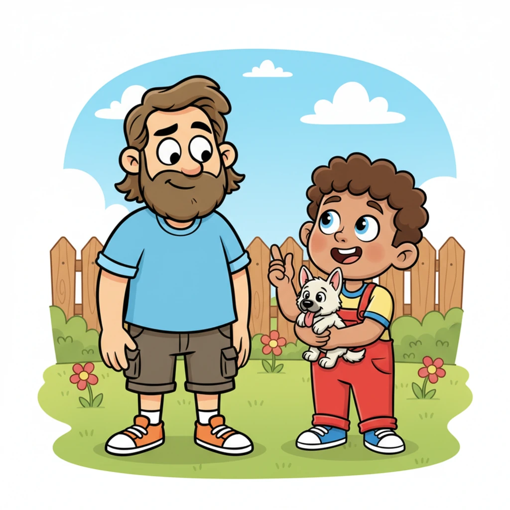 "Dad," Leo asked, his voice bubbling with excitement, "Can Max lick peanut butter off *my* face?" His dad raised an eyebrow, a warm smile playing on his lips.