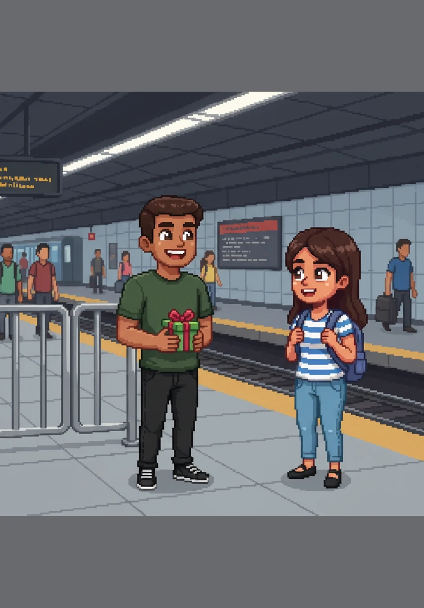 On Akshee's birthday, Arjun waits at the metro station dressed in a dark green shirt and black jeans, his face unusually bright with a small smile. Akshee arrives and is thrilled to see him looking so happy, unaware that his joy is sparked by the hope of seeing her friend.