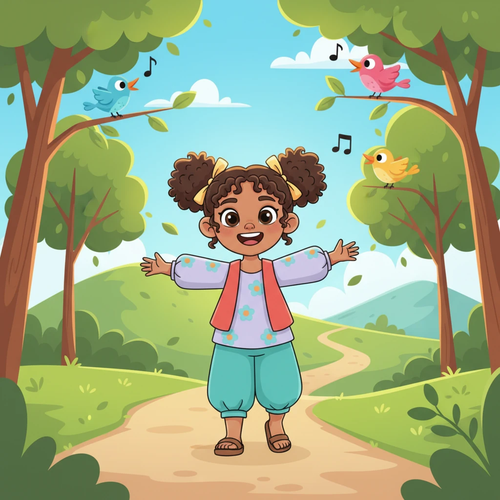 Una mañana soleada, con el corazón lleno de emoción, Luna decidió caminar por el sendero que subía la montaña. El viento movía suavemente las hojas de los árboles, como si la saludara, y los pájaros cantaban alegremente a su alrededor, llenando el aire de música.