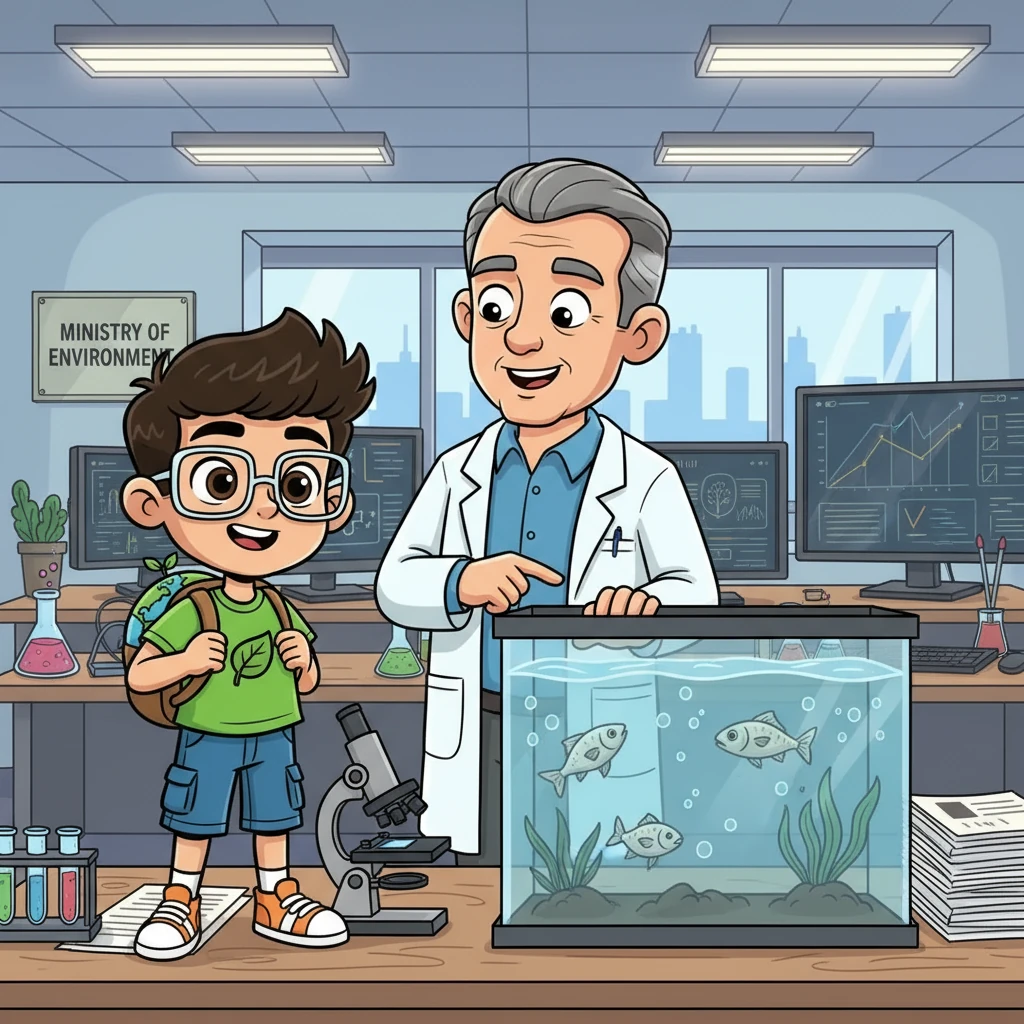 Hamad, driven by his curiosity, started researching the fish kill. His investigation led him to Dr. Talal Al-Nuaimi, a scientist at the Ministry of Environment. Dr. Talal confirmed Hamad's fears, explaining the complex causes behind the ecological problem.