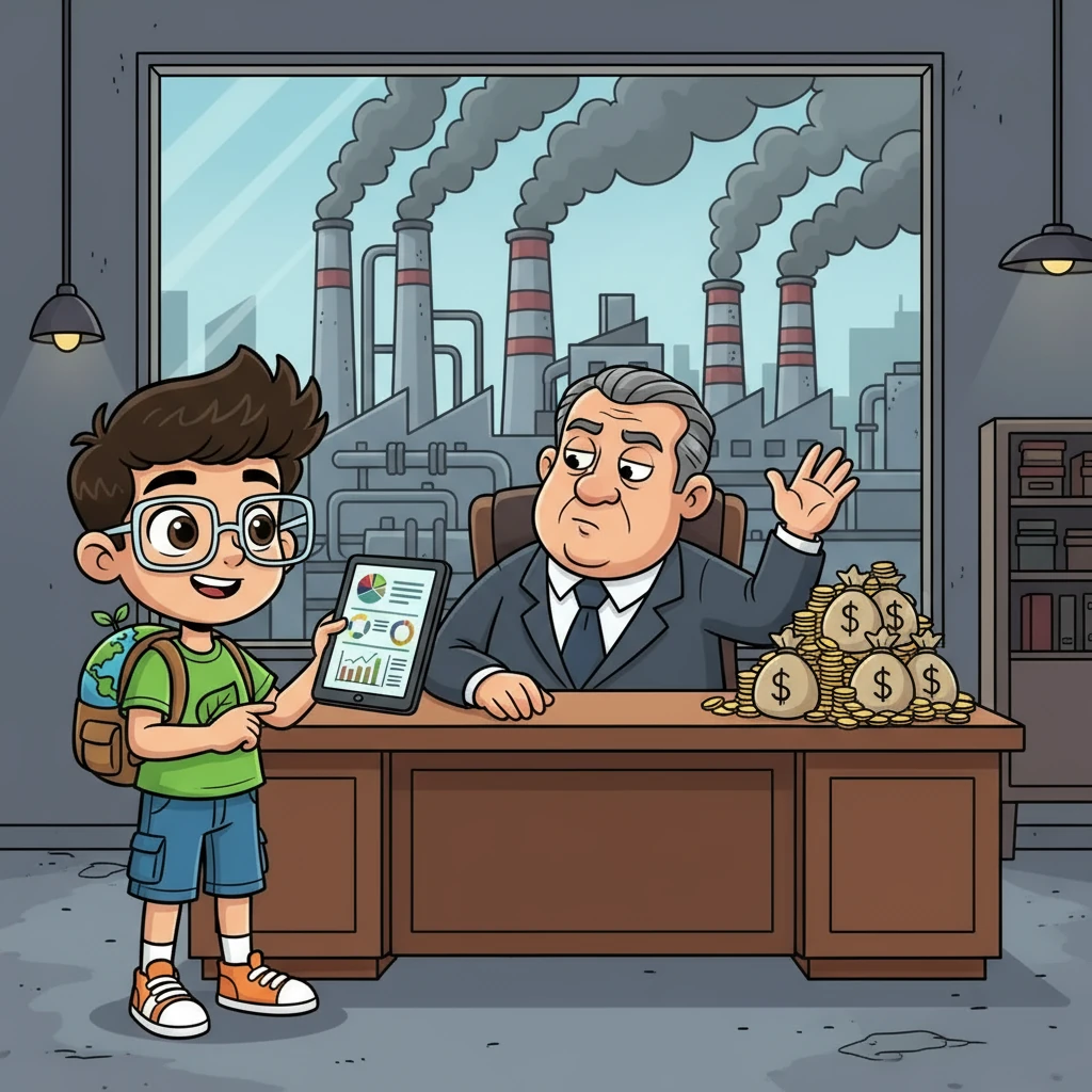 The group's investigation pointed to a local factory owned by Mr. Jassim Alayed as a major source of pollution. Hamad met with Mr. Alayed, presenting eco-friendly solutions, but the factory owner dismissed him, prioritizing profits over the health of the environment.