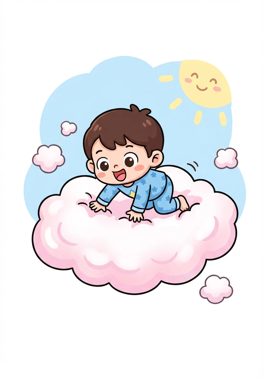 梦里,小奇奇发现自己站在一片云朵上。云朵软软的,像棉花糖一样。