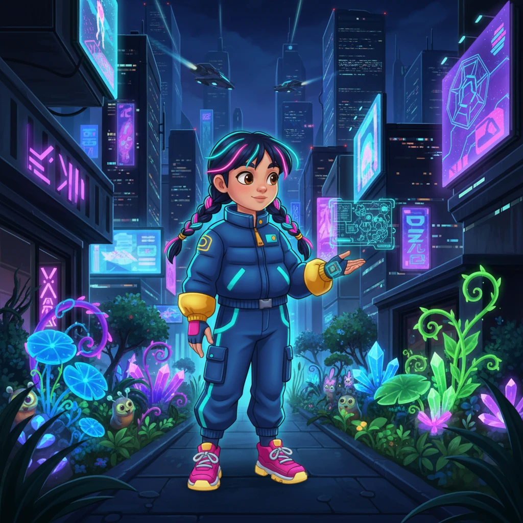 Kira Synth and the Neon Garden - coloring pages