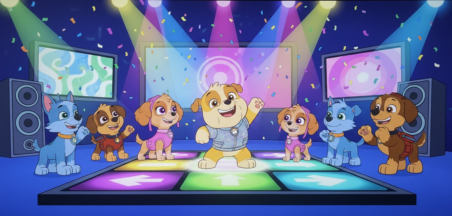 Rubble, jako Jan Pirowski, wziął udział w specjalnej edycji Stepmania Show. Zaprosił wszystkich przyjaciół z Psiego Patrolu do tańca.