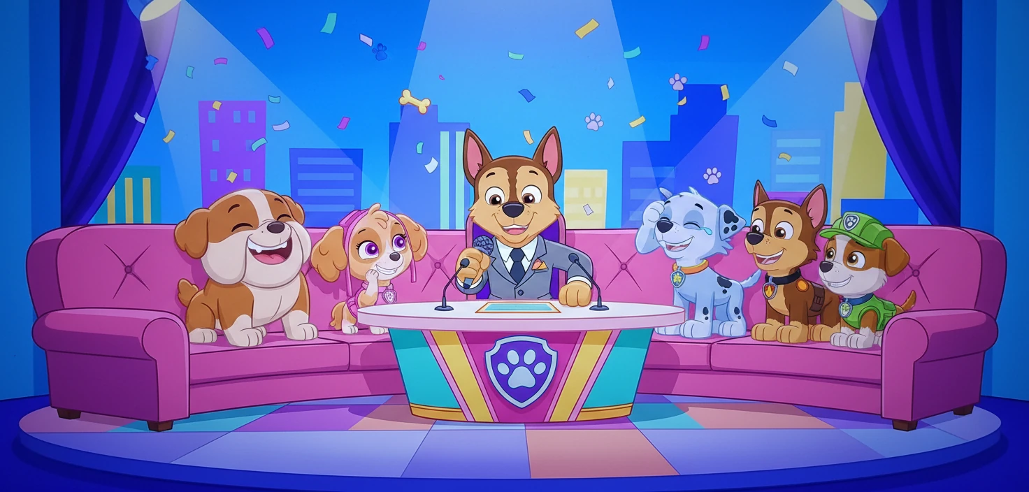 Chase, jako Kuba Wojewódzki, przeprowadził wywiad z całą ekipą Psiego Patrolu w talk-show. Rozmowa była pełna śmiechu i wspomnień.