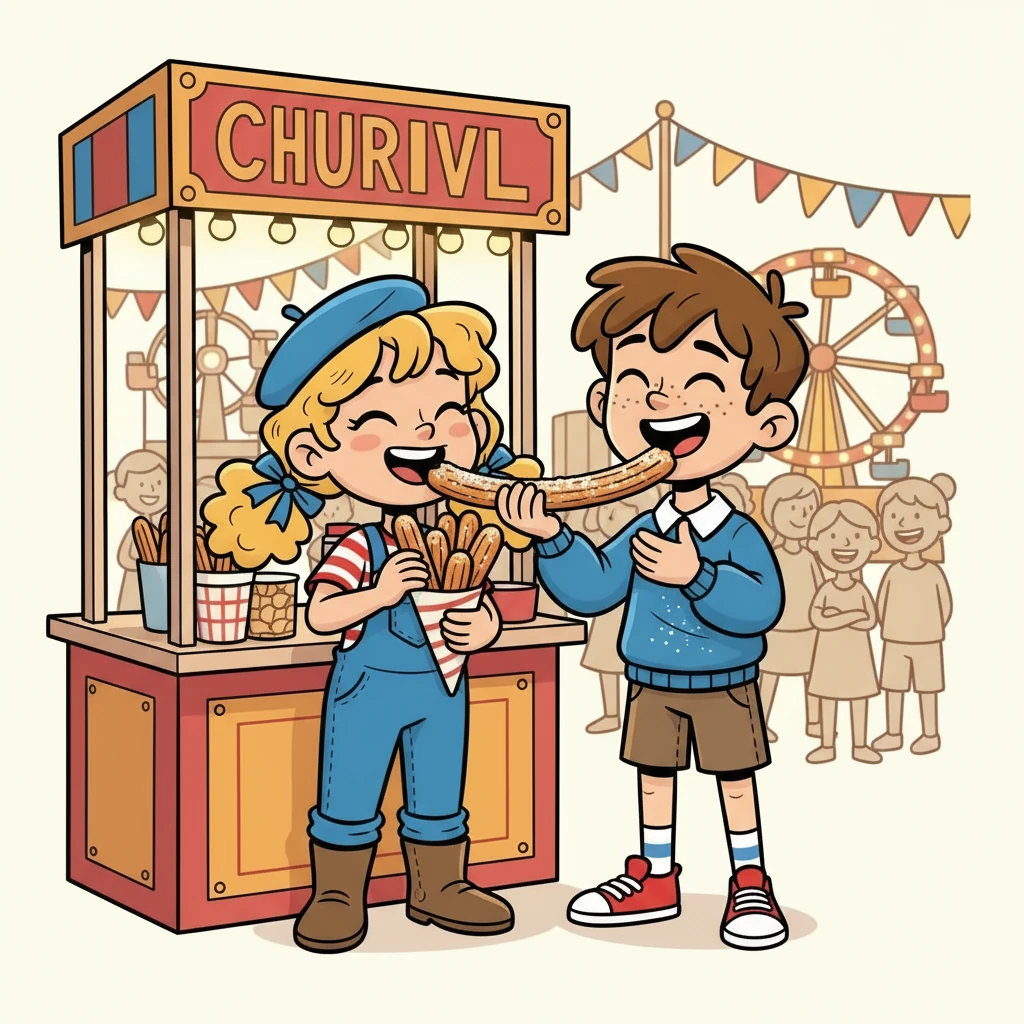 Ils se retrouvent à acheter des churros ensemble, partageant des rires et des moments volés. L'ambiance festive de l'événement crée une atmosphère de légèreté et de complicité. Chaque bouchée devient un symbole de leur connexion naissante, un doux souvenir de ce début d'histoire.