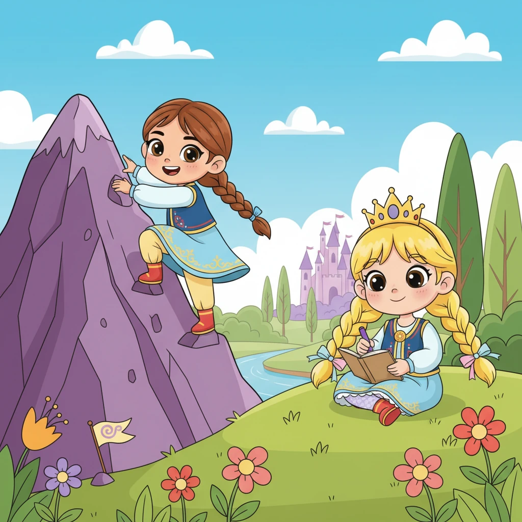 Екі ханшайымның қызығушылықтары әртүрлі болғандықтан, олар жиі ойын таңдауда келіспей қалатын. Айгүл биік тауларға шығып, жаңа жерлерді ашқысы келсе, Нұргүл жұмсақ шөпте отырып, гүлдердің суретін салғысы келетін. Олардың әрқайсысы өз ісін дұрыс санайтын.