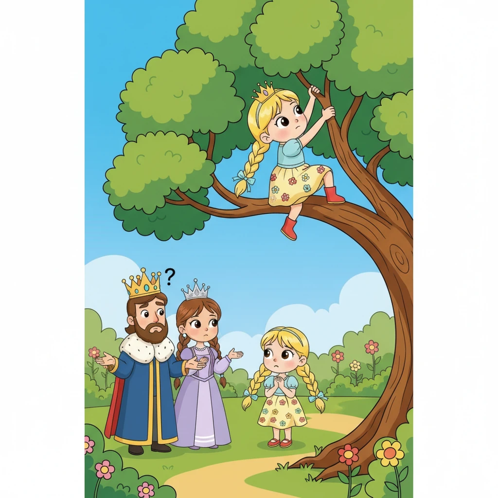 Патша мен Патшайым не болғанын түсінбей, қатты алаңдады. Батыл Айгүл бірден шешім іздеуге аттанғысы келді. Ол бақтың әр бұрышын қарап, биік ағаштарға өрмелеп, не болғанын анықтауға тырысты.