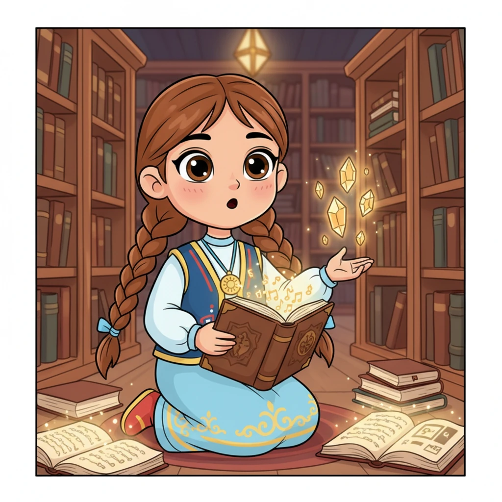 Нұргүл кристаллды қайта қалпына келтіру үшін ескі кітаптардан сиқырлы әуенді тапты. Ол әуенді сыбырлап, кристалл сынықтарын бір-біріне жақындатқанда, олар баяу жылтырай бастады. Оның білімі мен сабырлығы бақтың құпиясын ашты.