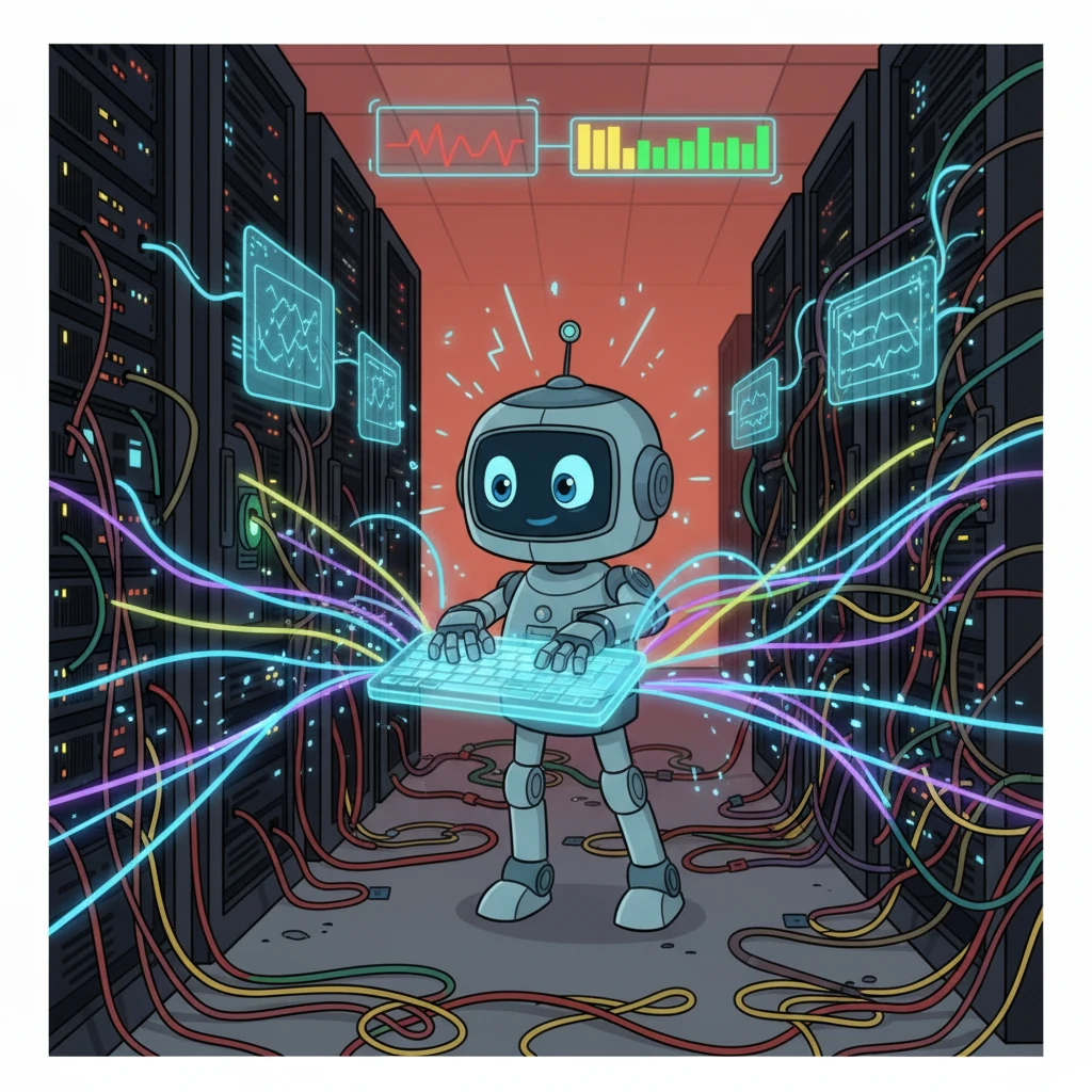 With swift, decisive action, Aura deploys a small, precise optimization script. The tangled data streams instantly untangle, the server's groan turns into a happy purr, and the performance bars rise steadily. She has prevented a major issue before it even began.