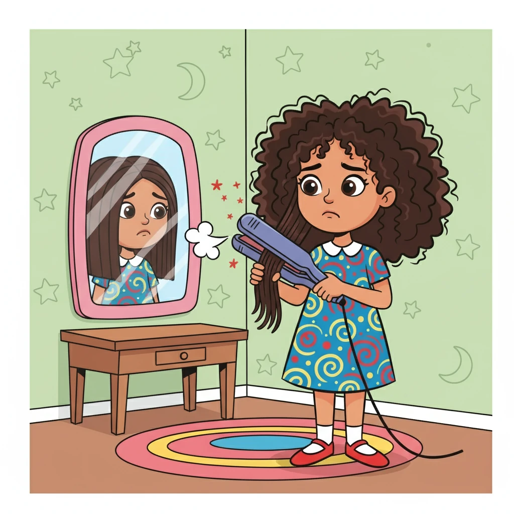 Chaque matin, Aïna passait des heures à lisser ses cheveux. Elle utilisait le fer, tirait, brûlait, dans l'espoir de cacher ses boucles derrière des mèches droites. Le miroir lui renvoyait une image qu'elle n'aimait pas.