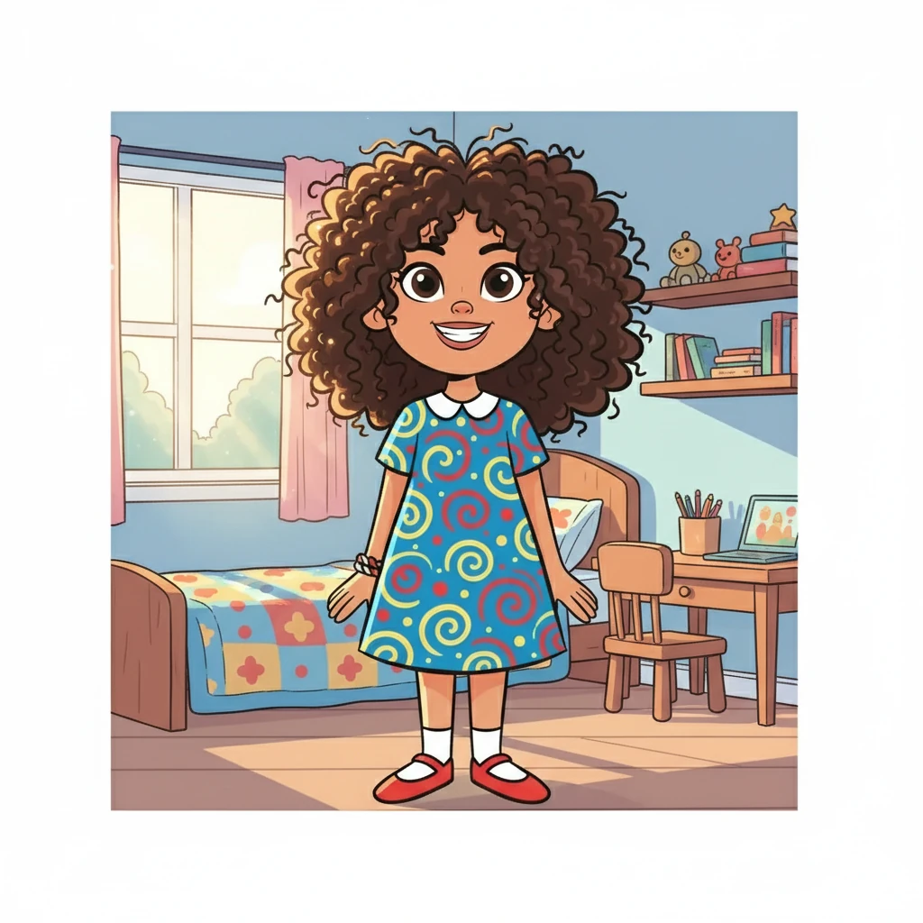 Petit à petit, les boucles d'Aïna reprirent vie. Elles devinrent plus définies, plus brillantes, et plus belles que jamais. Aïna se sentait plus confiante, plus heureuse, et plus elle-même.