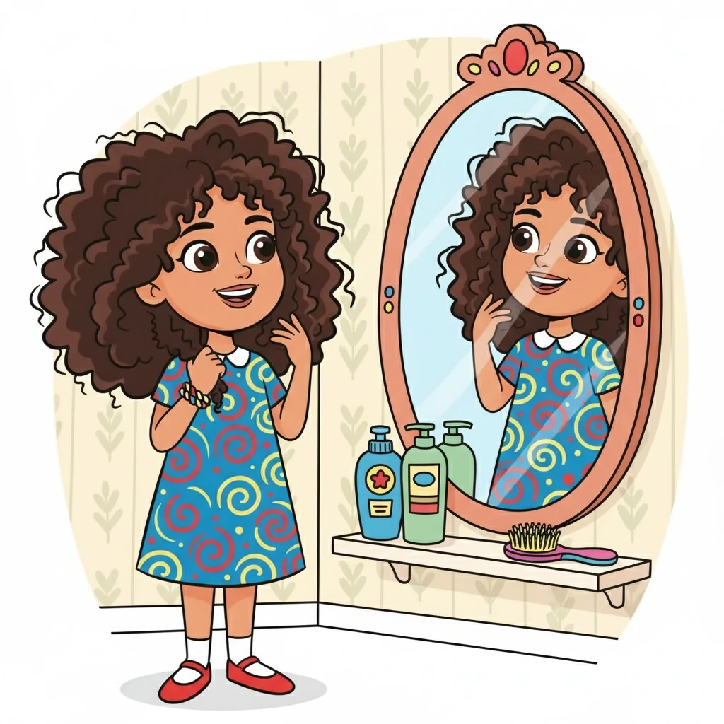 Finalement, Aïna comprit que la vraie beauté résidait dans l'acceptation de soi. Elle sourit à son reflet dans le miroir, aimant chaque boucle, chaque mèche. Elle était fière de ses cheveux, et de tout ce qu'ils représentaient.