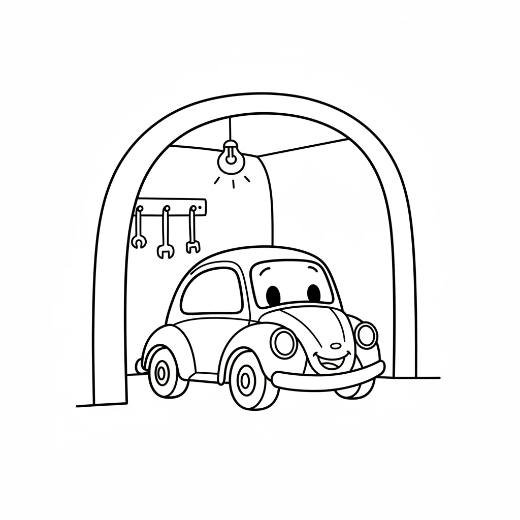 Meet Sparky, a happy little car who lived in a cozy garage. He had bright, round headlights and a friendly smile, but he felt like there was something special about him.