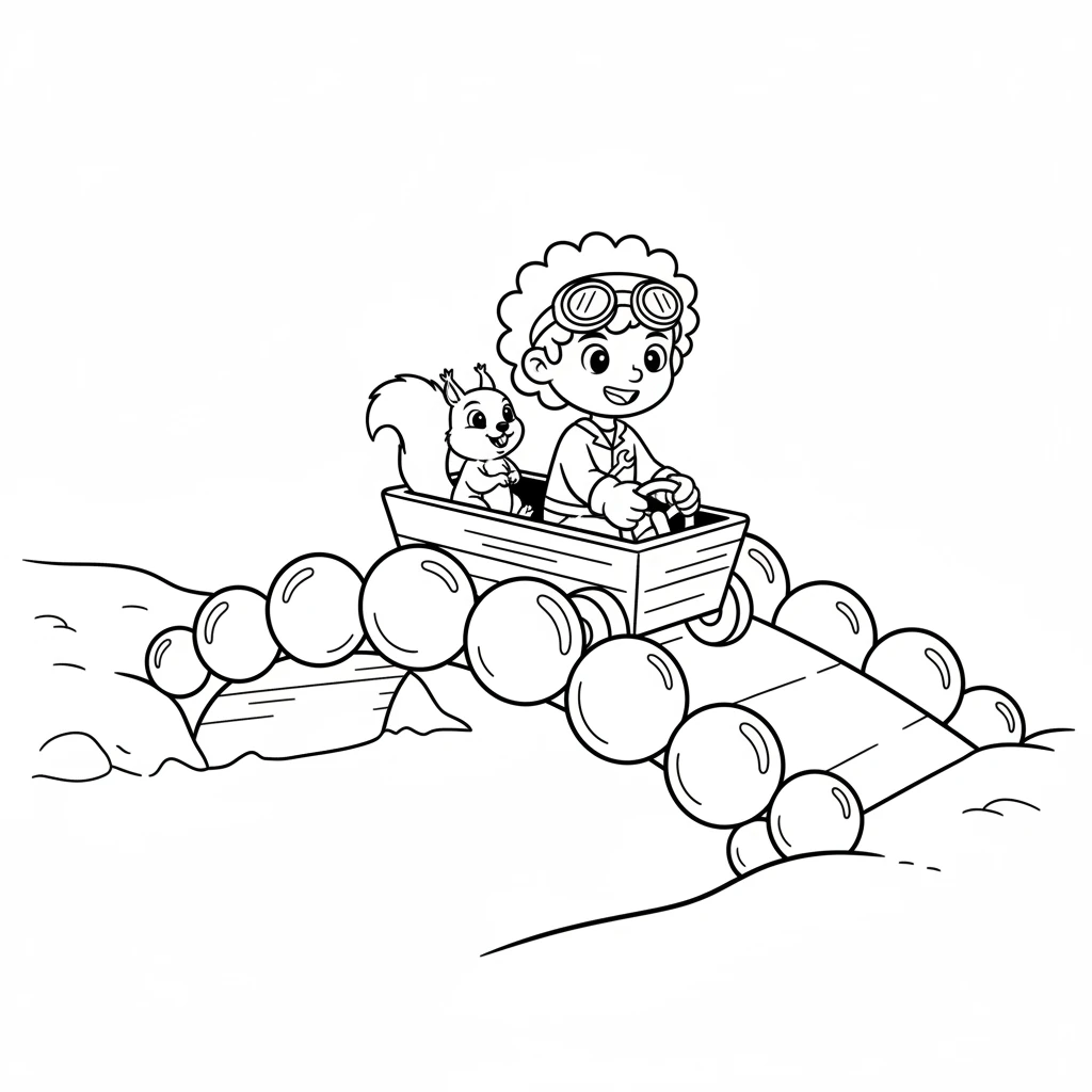 Carefully, Sparky drove across the bubble bridge with the squirrel chattering happily. They made it to the other side, safe and sound!