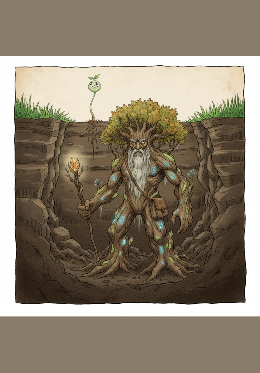 Beneath the soil, Pip felt his roots stretching and curling around ancient stones, finding cool water deep underground. Barnaby explained that a tree’s strength is grown in the dark, quiet places where no one else can see.