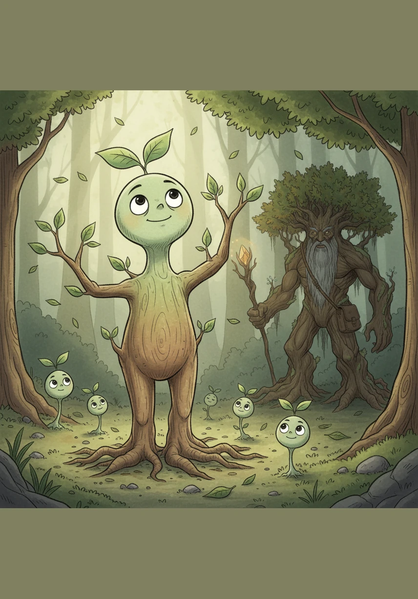 Years began to pass, and Pip noticed that his trunk was getting thicker and his branches were reaching further into the light. He wasn't the smallest anymore, but he found he was no longer in a hurry to be the biggest.