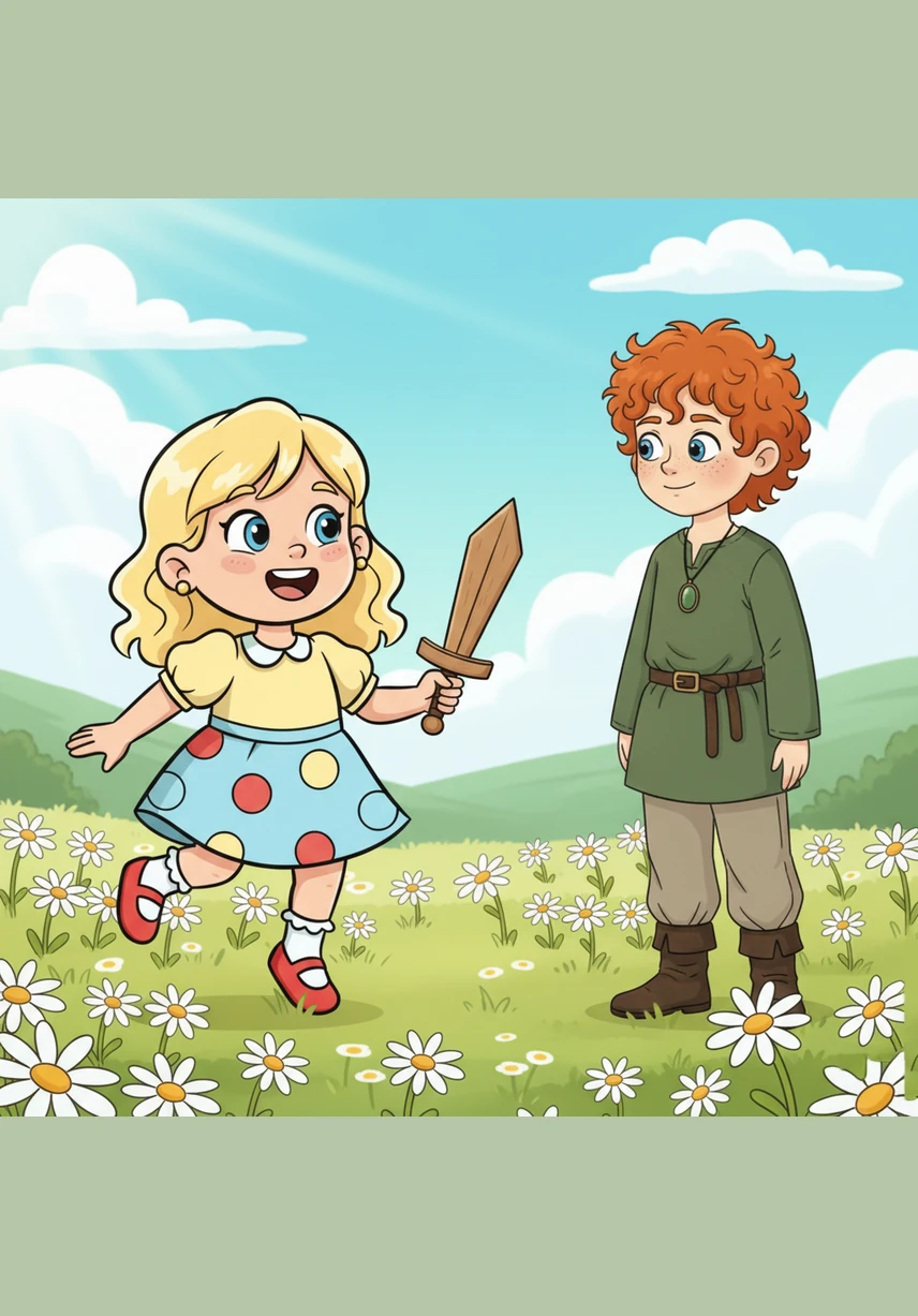 Little Malliadh skips through a patch of white daisies, her blonde hair bouncing and her small earrings shimmering. She spots a foil-wrapped chocolate bunny nestled in the mossy roots of an ancient oak tree and reaches for it with a joyful squeal.