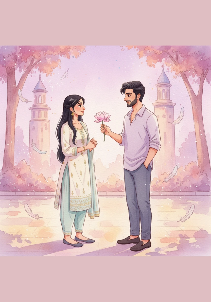 The atmosphere shifts to magenta at a new school where Harnoor meets Anubhav, a boy who treats her with genuine kindness. His proposal in the heat of June feels like a soft place to land after years of navigating emotional storms.