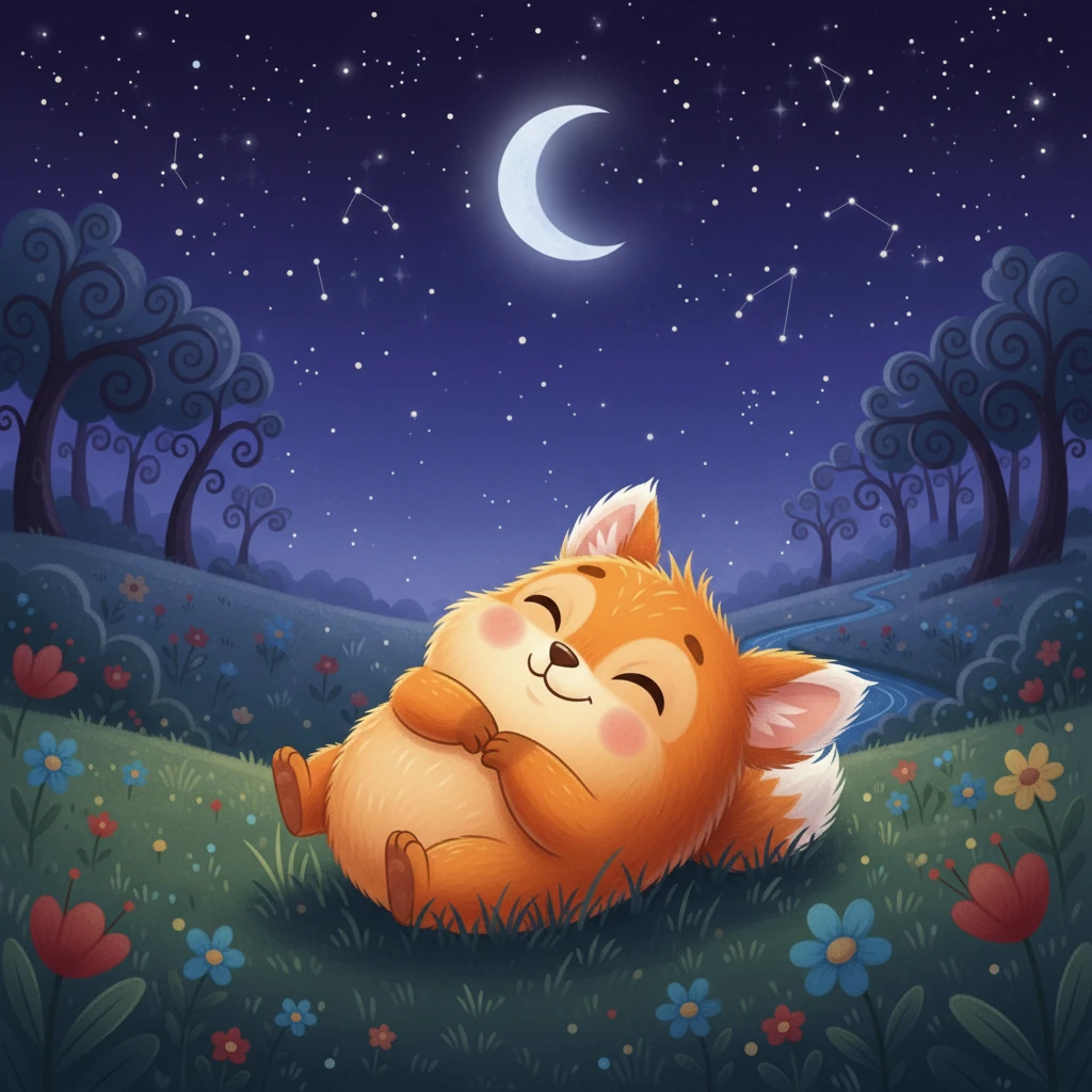 Back in the meadow, Zest gazed up at the twinkling stars, the memories of the day making Zest smile. The adventures had made Zest very tired, but very happy, and excited for the next day.