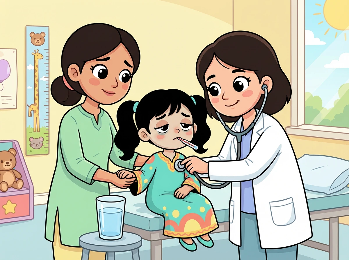 في أحد الأيام، شعرت سبيكة بالتعب الشديد والعطش المستمر. ذهبت مع والدتها إلى الطبيب لإجراء الفحوصات.