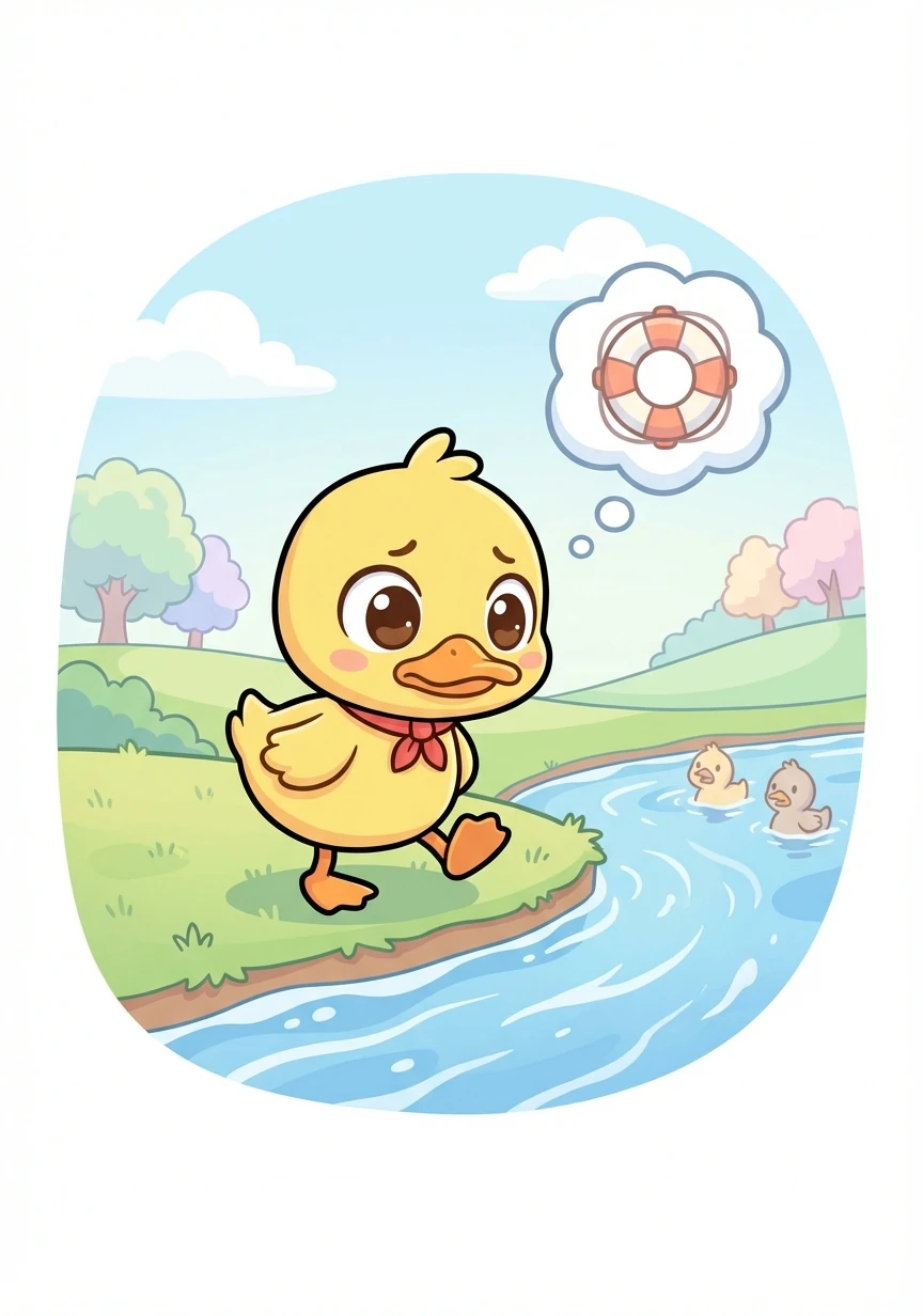 Carmela, a pesar de su miedo, vio a sus amigas en peligro. Pensó en cómo podía ayudarlas, aunque el río le aterrara.