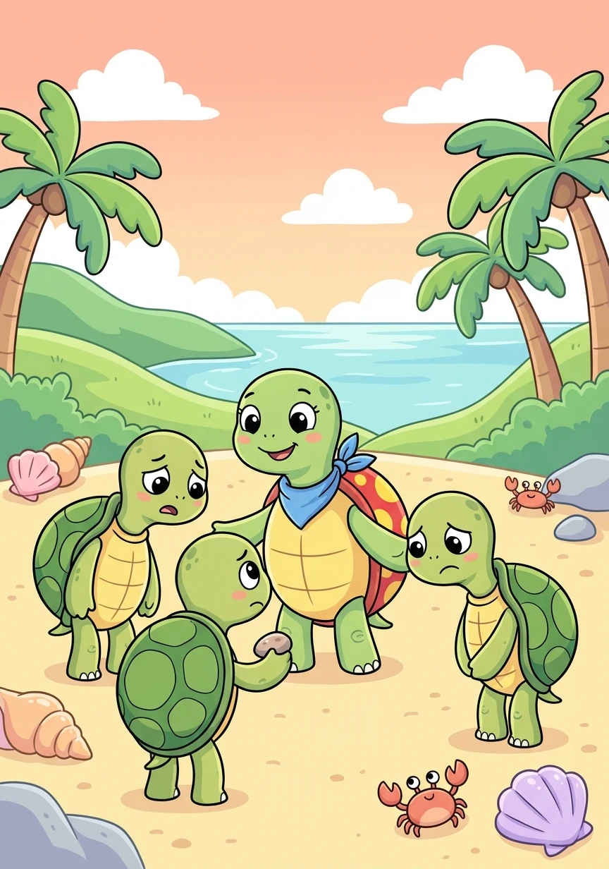 Una vez a salvo, las otras tortugas se sintieron avergonzadas por haberse burlado de Carmela. Reconocieron su valentía y su ingenio.