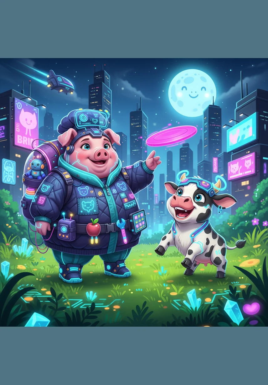 Beibei the little pig loved nothing more than splashing vibrant colors across his paper. With a paintbrush in his hoof and a smudge of blue on his snout, he felt like the happiest artist in the green meadow.