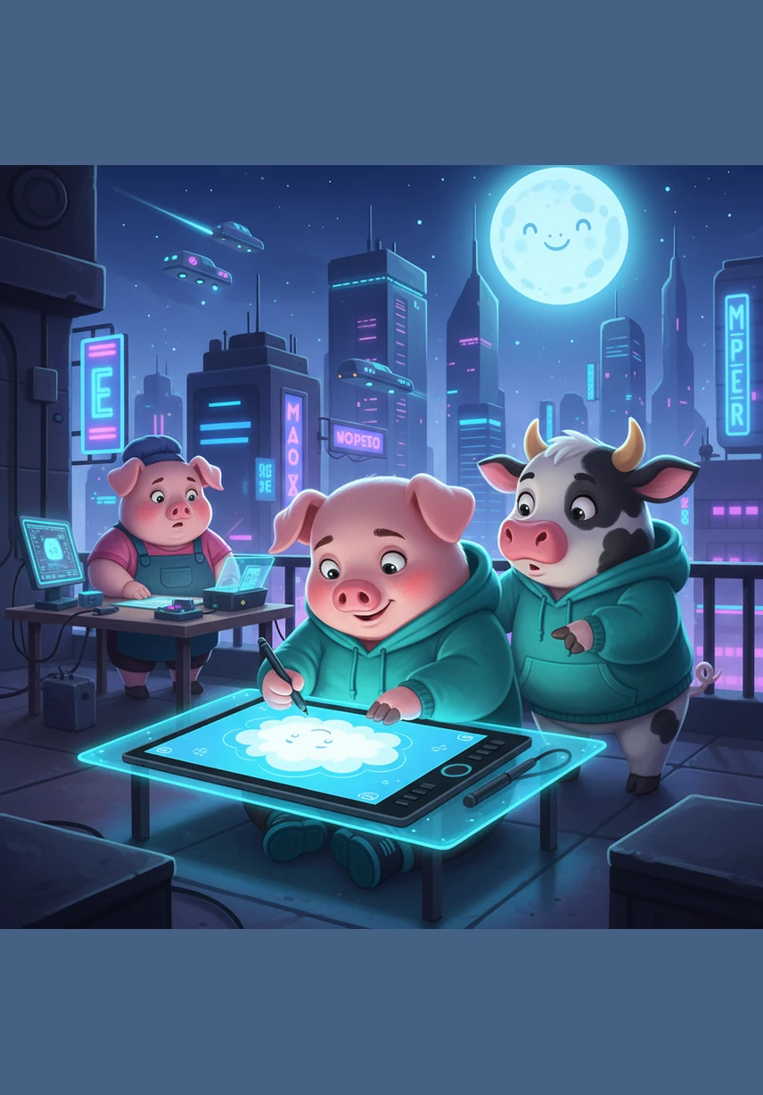 One morning, Beibei tried to draw a little yellow duck swimming in a pond. Instead of feathers and a beak, his drawing looked exactly like a big, fluffy white cloud floating in the middle of the water.