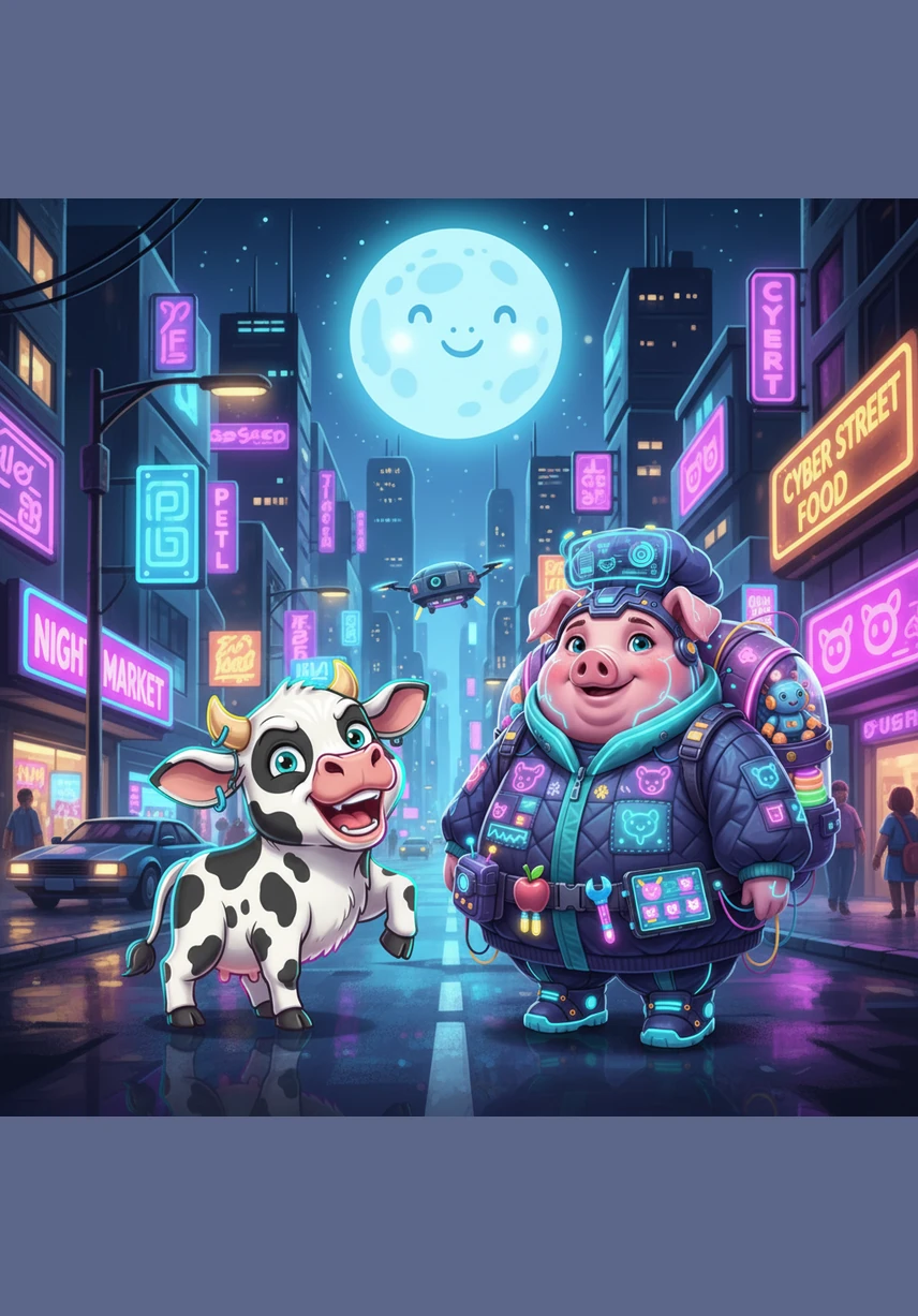 A little cow wandered over and peeked at the drawing, letting out a loud, booming laugh. That is not a duck, Beibei, that is just a big messy cloud, the cow teased while pointing at the paper.