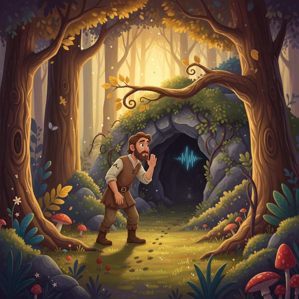 The father followed some tracks. While he was searching, he stumbled upon the entrance to a hidden cave. He knew it was the right place when he heard Elara's faint cry.