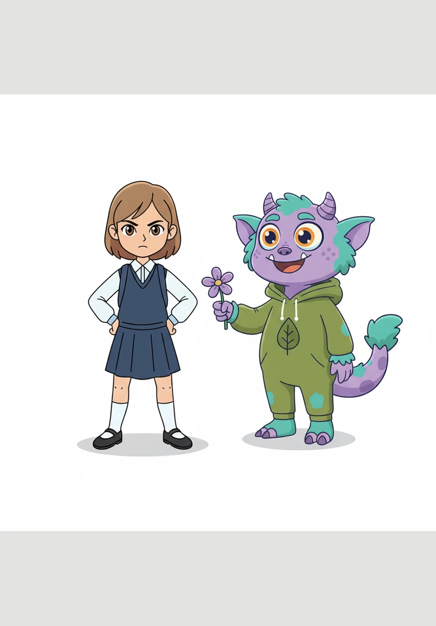 Bravely, Charlotte stood her ground and told the monster to stop eating her friends' food. She reached into her own bag and offered her peanut butter and jelly sandwich, telling the monster they could share if it was really that hungry.