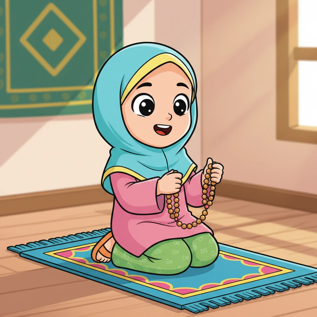 Lani memegang tasbih itu dengan hati-hati, menggeser satu per satu butirannya. Ia memahami bahwa ini bukan mainan, melainkan sahabat dalam beribadah. Ia merasa senang bisa belajar hal baru dari Nenek.