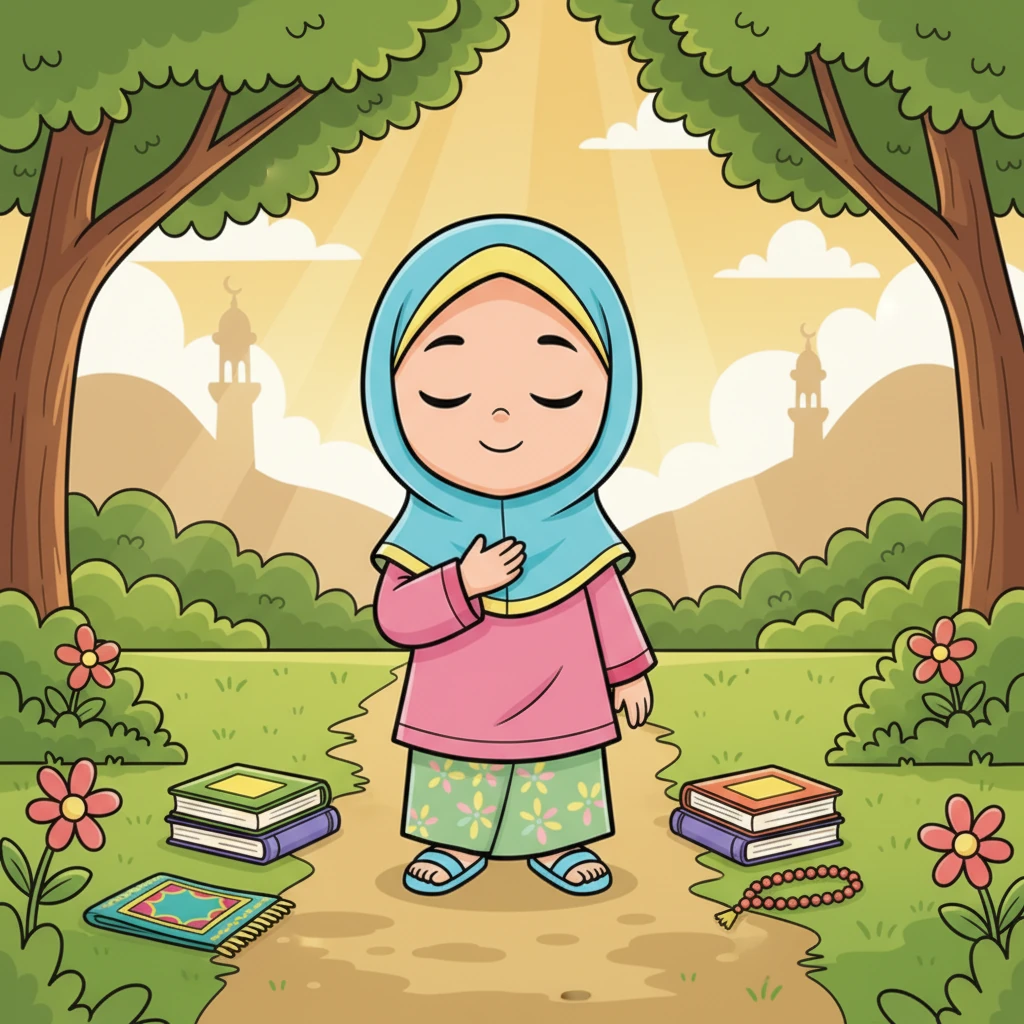 Lani mengangguk mengerti, hatinya dipenuhi kehangatan dan pemahaman baru. Ia kini tahu bahwa semua benda itu membantu kita fokus, tapi inti dari segalanya adalah ketulusan. Lani merasa bahagia dan damai, siap untuk belajar lebih banyak lagi.