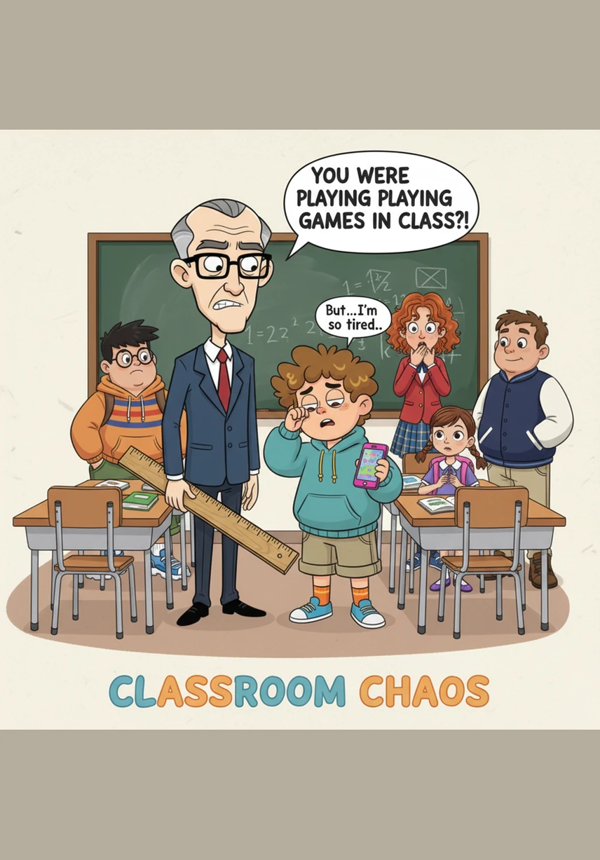 Mr. Stern turns around, his eyes narrowing as he scans the room for someone to solve the impossible puzzle. He ignores the trembling hands and the students trying to shrink into their desks, looking for a challenge.