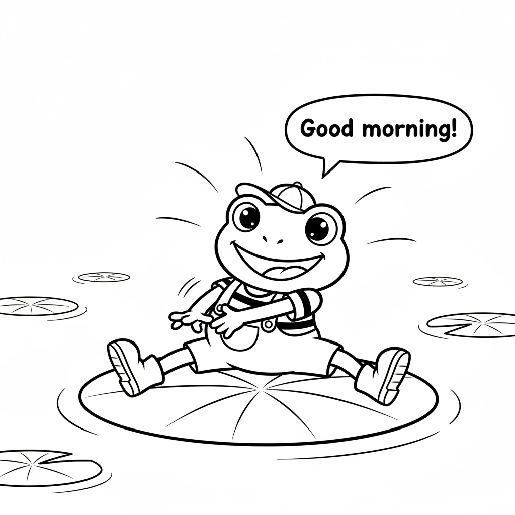 Pippin the frog woke up on his favorite lily pad. The sun was warm on his green skin, and the air smelled fresh. He stretched his little legs and blin