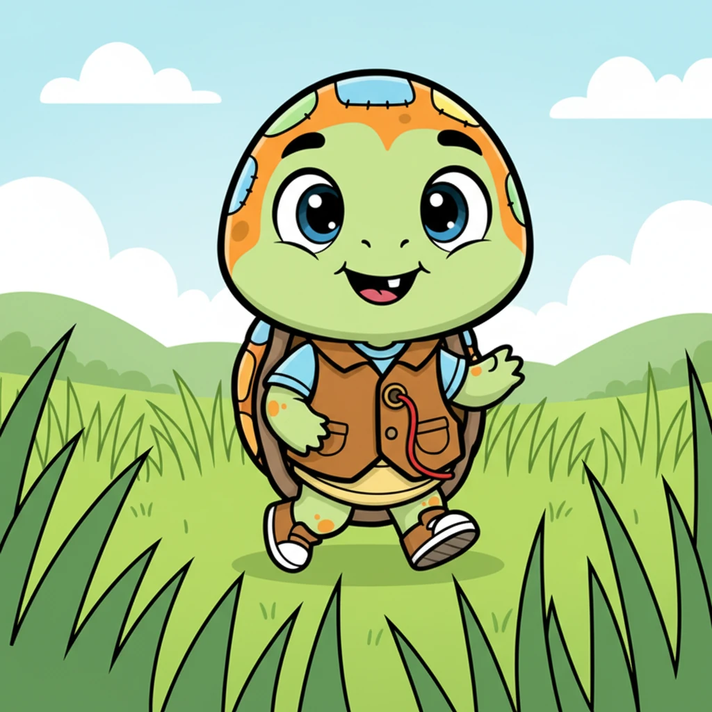 Once upon a time, there was a little turtle named Orange. His shell was a brilliant, shiny orange, and he was incredibly proud of it. He loved to show off its vibrant color as he ambled through the tall green grass.