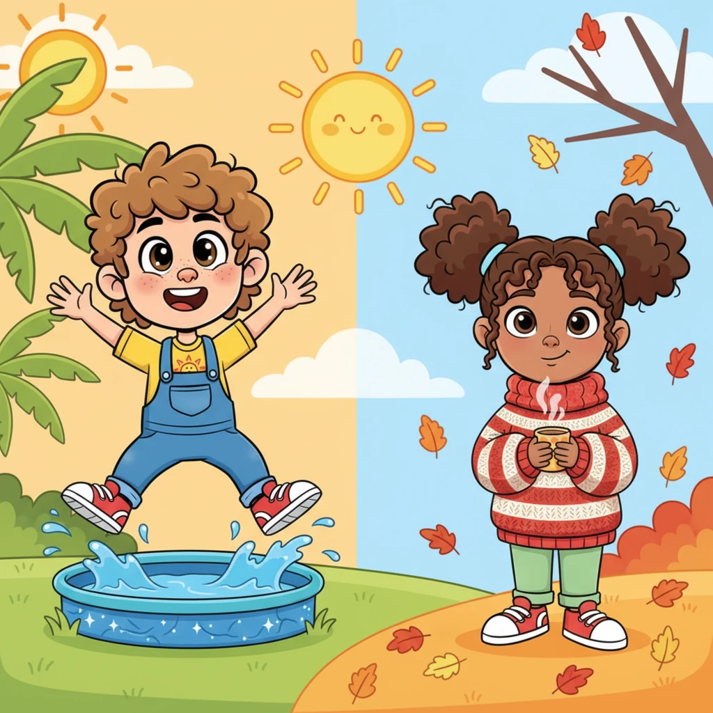 As weeks turned into months, Brent and Jael noticed the air felt different—sometimes warm, sometimes cool. Their parents explained that the sun heats the Earth unevenly, causing the wonderful changes we call seasons, making some days perfect for swimming and others for cozy sweaters.