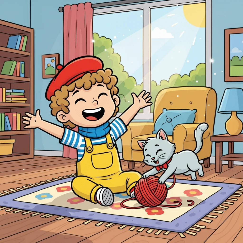 L'après-midi, ils jouaient avec une balle de laine à l'intérieur. Ninat bondissait et se roulait sur le sol, ravissant Haythem de ses pitreries. Les rires résonnaient dans toute la maison.